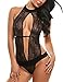 Avidlove Women Sexy Lingerie Lace Halter One Piece Teddy Babydoll Bodysuit Black M