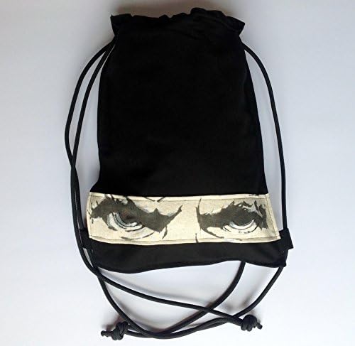 black angry fierce eyes sports bag/ cool teenage sports racksack bag/ vegan Drawstring Bag Backpack Swim School bag/ gift for men boys