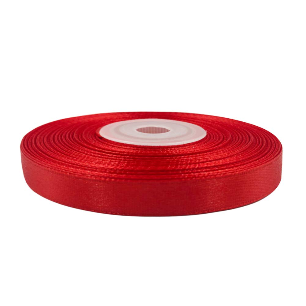 Solid Color Double Faced Red Satin Ribbon 3/8