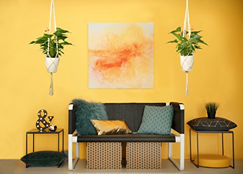 Luxbon 4Pcs Macrame Plant Hanger Handmade Woven Cotton Plant Holder Wall Hanging Planter Basket for Indoor Outdoor Garden Patio Balcony Ceiling Decorations, 4 Legs 40 Inch