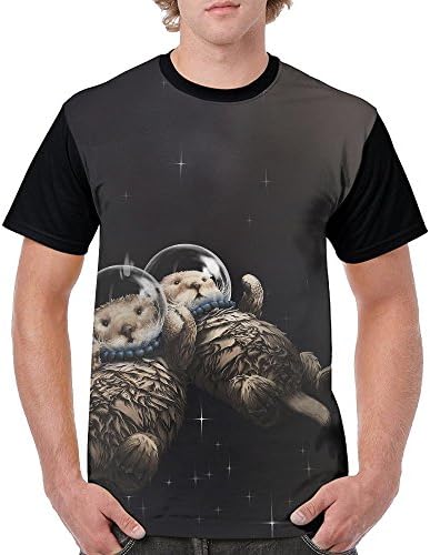 Men Astronaut Otter Couple Short Sleeve Raglan Baseball T-Shirts multicolored Print Jersey Tee