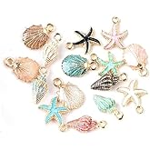 Tnyvm 20Pcs Multicolour Mixed Alloy Metal Shell Pendant Conch starfish Charms for Jewelry Making Fit DIY Handmade Earring Necklace Beading and Jewelry Making, Decorations