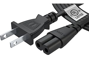 PWR+ Pwr AC Cable Replacement Power Cord 2 Prong 6 Feet (Black)