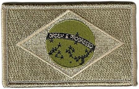 Ovedcray Embroidery Patch 2pcs Multicam Tan Green Brazilian Brasil Brazil Flag Patch W/Hook Fastener