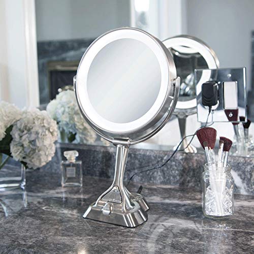 Zadro Led Light Dimmable Dual-sided Vanity Mirror, Satin Nickel