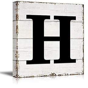 Canvas Wall Art English Letter Wood Background Home Wall Decorations for Bedroom Living Room Paintings Canvas Prints Framed - 12x12 inches
