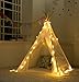 DalosDream Indoor Outdoor Classic White Cotton Canvas Play Teepee Tent for Toddler Kids with Mat Floor and Carry Bag