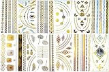 BohoTats Tattoos - Set 3 of 12 Sheets - Over 100+ Intricate Designs - Stunning Flash Metallic Boho Tattoos - Non Toxic - Quality Guarantee - Temporary Metallic Tattoos