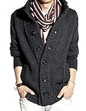 Saslax Men's Solid Collared Outwear Button Up Casual Slim Fit Cardigan Sweater