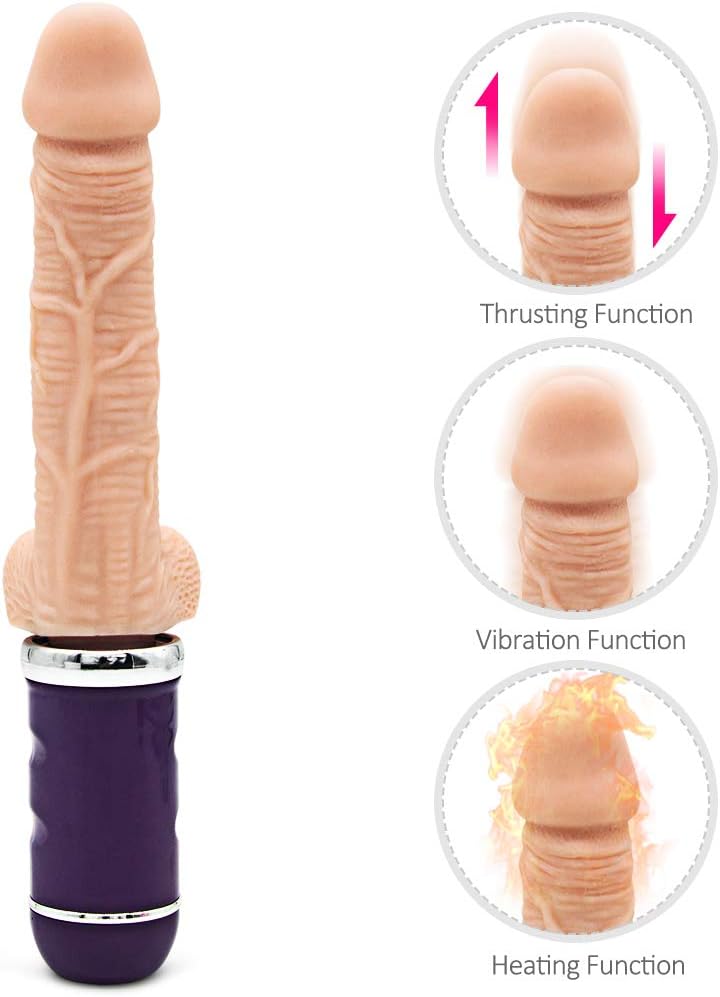 10 Powerful Vibrations for Beginner Massage with Heating Function Automatic Adult Women Massage Toys Soft Health Dicks Soft Flexible Medical Silicone Vibrate Wand with Hands-Free Suction Cup