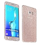 Supstar Luxury Sparkly Bling Full Body Skin Sticker Wrap Covered Edges Vinyl Decal Screen Protector Film for Samsung Galaxy S6 Edge G9250 (Champagne Gold)