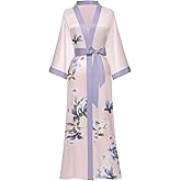Women's Silk Kimono Robes Long Bathrobes Female Sleepwear Floral Print Wedding Robe Nightgown Satin Bridesmaid Robes