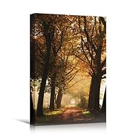 Canvas Wall Art Autumn Dramatic Forest Landscape Living Room Orange Photography Rustic - 12x18 inches