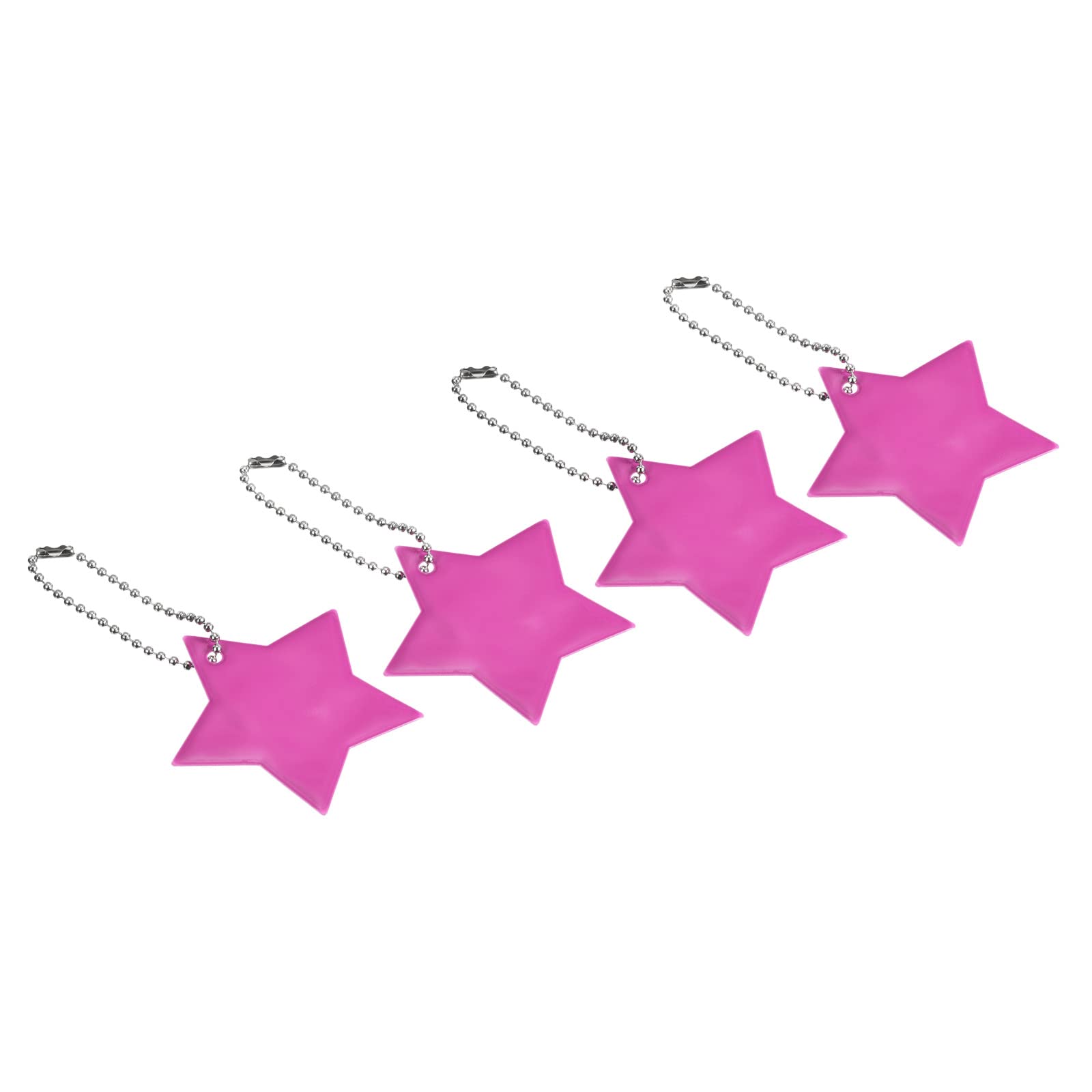 PATIKIL Safety Reflector, 4 Pack Star Pendant PVC Reflective Gear Keychain for Backpack Bag Jacket, Pink