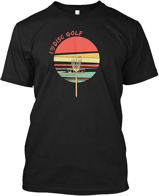 I Love Disc Golf Retro XLarge (XL) Black TShirt