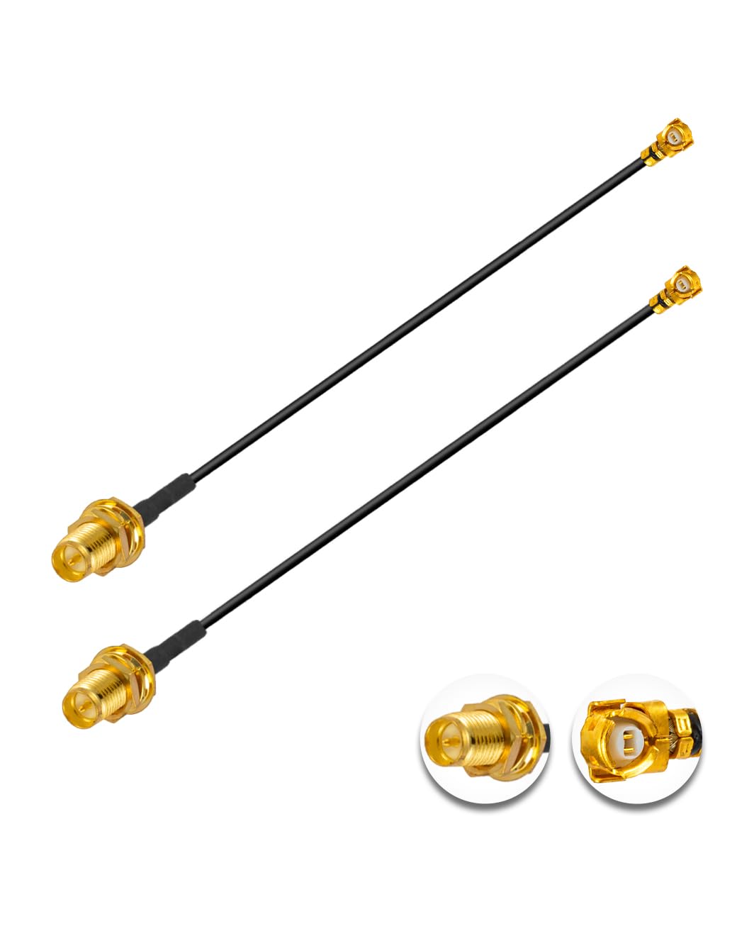 Vecys 2PCS U.F.L1 to RP-SMA Female Low Loss Coaxial Cable 2" /5CM U.F.L1 1.37mm Coaxial Pigtail Cable for Wireless Routers Mini PCIE Network Cards PCI Wi-Fi WAN Repeater — image 1