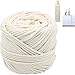 Macrame Cord 4mm X 100m(109 yd) 4 PLY Natural Virgin Cotton Natural Color Macrame Wall Hanging Plant Hanger Macrame Swing Chair Boho Dream Catcher DIY Craft Making Knitting Rope 3mm 4mm 5mm (4mm)