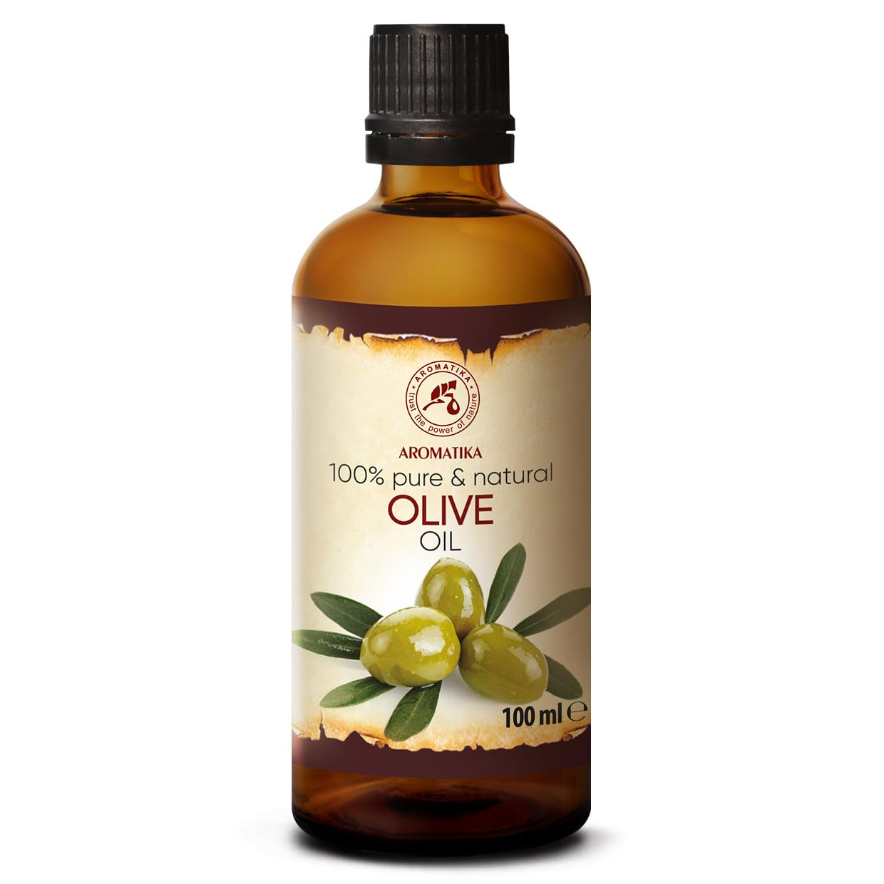 Olive Oil 100 ml - Cold Pressed - Olea Europaea Fruit Oil - Pure & Natural - Extra Virgin - Benefits for Skin - Body - Massage - Beauty - Glass Bottle