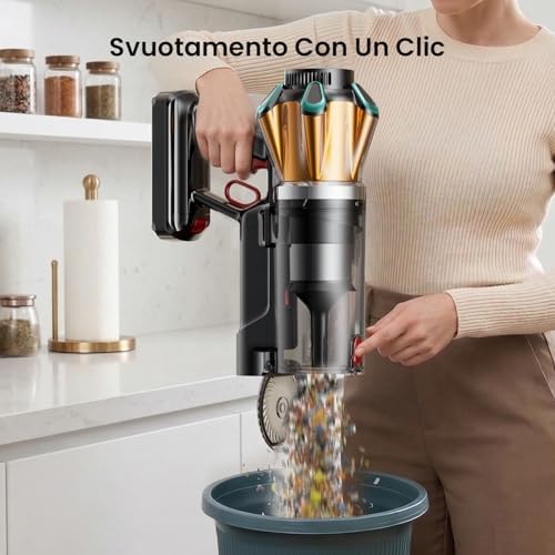 Aspirapolvere Senza Fili 650W/55KPa/70min, 1.8 L, Modalità Uragano