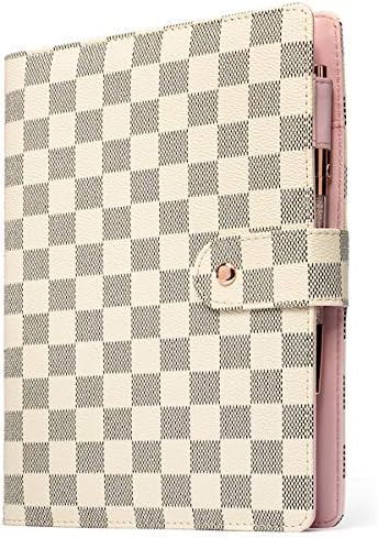 Hard Cover Organizer for Planner Agenda with Calendar and Free Inserts and dividers for Notes, Weekly Planner, Add Inserts of Choice A5 Size Vegan Leather for 2020 Rose Gold Binder and Clasp - Creme