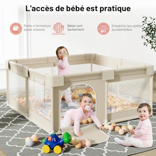 Julrring Baby Playpen 120 x 120 cm with Mat and Mattress for Home | Playpen 120 x 120 cm (mat included), spacious play area suitable for home, easy to clean and store