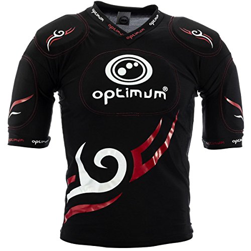 Optimum Men's Tribal Rugby Body Protection Shoulder Pads LB Black / Red