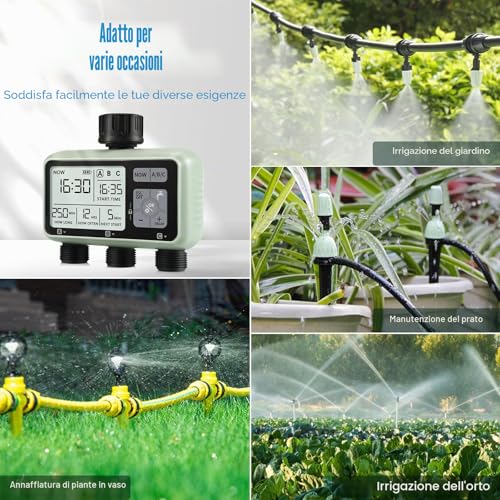 CROSOFMI 3 Way Automatic Digital Watering Timer Irrigation Timer Programmer Garden Irrigation /IPX5 Waterproof/Rain Delay/Manual Watering Mode
