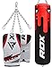 RDX Punching Bag UNFILLED Set Kick Boxing Heavy MMA Training with Gloves Punching Mitts Hanging Chain Muay Thai Martial Arts 4FT 5FT