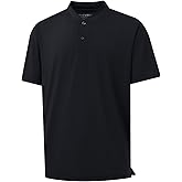 M MAELREG Collarless Golf Shirts for Men Dry Fit Moisture Wicking Performance Solid Casual Mens Henley Shirts Short Sleeve