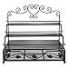 MyGift 3 Tier Black Metal Heart Scrollwork Design Cosmetic Nail Polish Display Rack w/Pull-Out Drawer