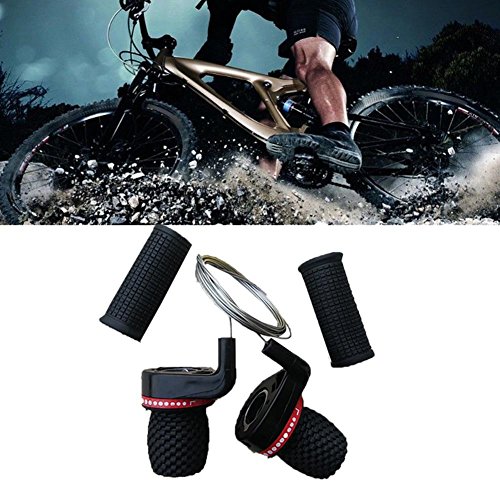 Ownsig 1 Pair Mountain Bike Derailleur Speed Shifter Handle Twist Grip Gear Set Twister Cable MTB Bicycle Cycling 18/21 Speed