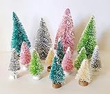 Very Vintage N More LOT 14 Special Edition Mini Forest Mix Miniature Sisal Bottle Brush Snow Flocked Christmas Trees Snow Village