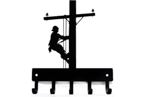 The Metal Peddler Lineman Key Rack Holder for Wall - Small 6 Inch Wide - Made in USA; 5 Storage Hooks