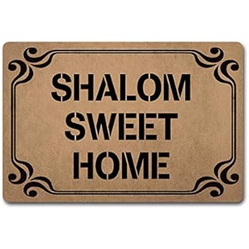 ZQH IndoorDoor Mats Shalom Sweet Home Doormat Monogram Welcome for Entrance Way (23.6 X 15.7 in) Non-Woven Fabric Top with a Anti-Slip Rubber Back. Door Rugs Personalized Doormat
