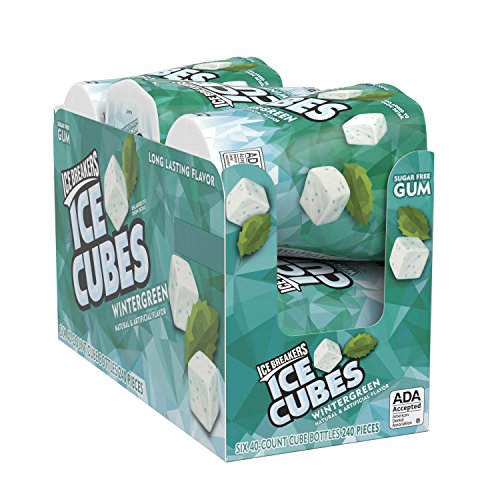 Ice Breakers Ice Cubes Sugar Free Gum with Xylitol, Wintergreen, 40 Count, Pack of 6
