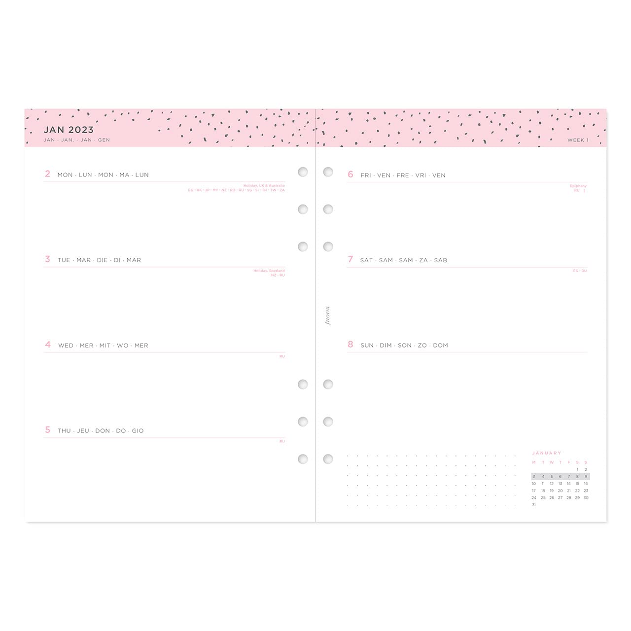 Filofax A5 Confetti Week to View Diary , White 2023