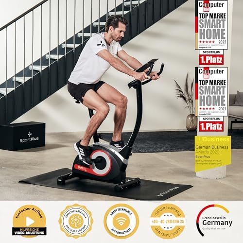 Heimtrainer Fahrrad Compact - Fitness Bike mit 24 Widerstandsstufen - Ergometer Heimtrainer integrierte Herzfrequenz-Messer & App kompatibel - Designed in Germany - bis 120kg