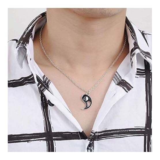 ZoneYan Collar Ying Yang,Jewelry Puzzle Colgante en diseño Yin-Yang para niños, niñas, Mejores Amigos, Amantes y Parejas… - Imagen 7