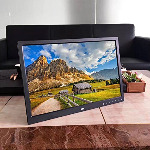Chezaa 17inch HD Ultra-Thin Digital Photo Frame,Human Sensing,Front Screen Button,Creative High-Definition Senso,for Home Bedroom (Black)