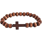 CB Catholic Lenten Beaded Cross Bracelet Wooden Lent Wood Fashion