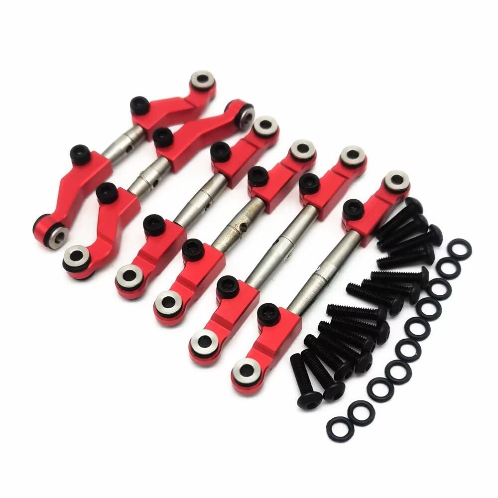 Photo 1 of 6pcs Ajustable Stainless Steel Links Set Steering Link with Aluminum Ends Red for Losi 1/18 Mini-T 2.0 Mini-B LOS214013