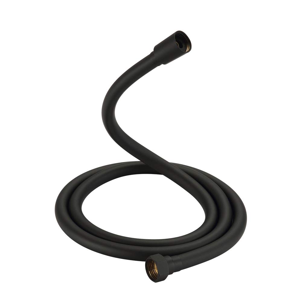 GRIFEMA G852B-18 PVC Smooth Black Universal Shower Hose 1.8m, Replacement Shower Pipe with Brass Connections, Flexible Anti-Twist