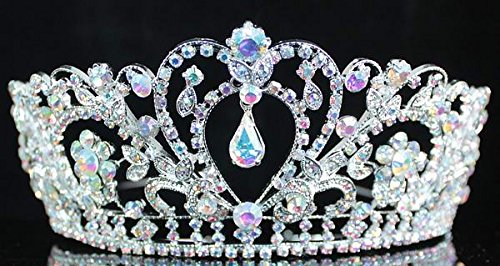 Gorgeous Ab Austrian Rhinestone Crystal Tiara Crown Bridal Prom Pageant H1339ab