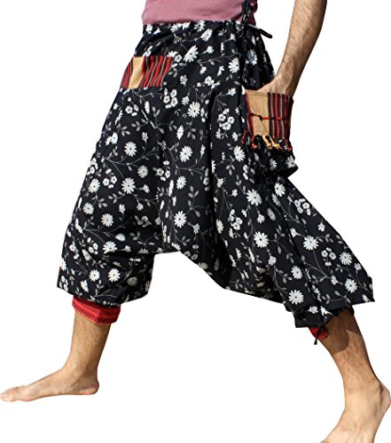 RaanPahMuangJapanese Formal Edo Courtesan Pants with Tied Cuffs and Woven Patches