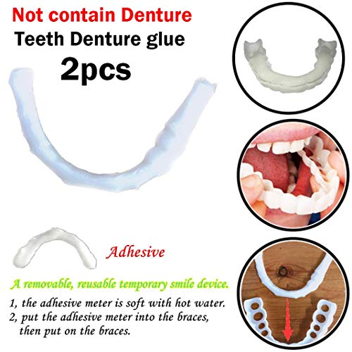 Oldeagle 2PCs Teeth Denture Glue, Temporary Smile Comfort Fit Cosmetic Teeth Denture Glue For Men, Women