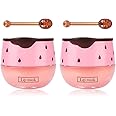 FREEORR 2PCs Strawberry Lip Sleeping Mask,Bee Lip Balm Honey Pot, Bee Lip Honey Pot with Wand Nourishes Lips, Overnight Strawberry Propolis Honey Balm Lip Mask for Lip Care Moisturize Lip Skin