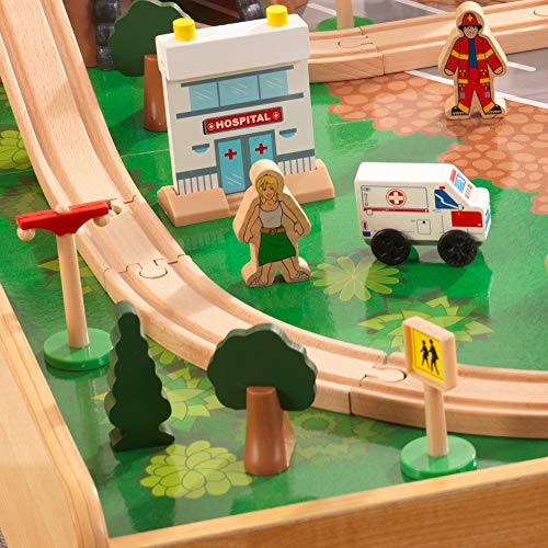 KidKraft 18025 Adventure Town Eisenbahnspielset & Tisch mit EZ Kraft Assembly Bahngleis-Set und Tisch aus Holz… – Bild 8