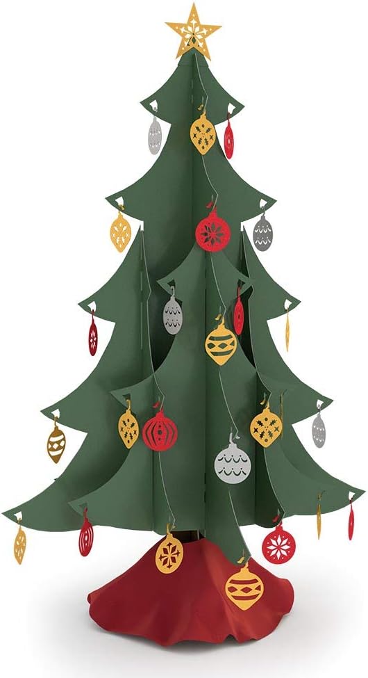 Lovepop Classic Tabletop Tree, Laser Cut Holiday Decor, Foldable, Storable, with Ornaments