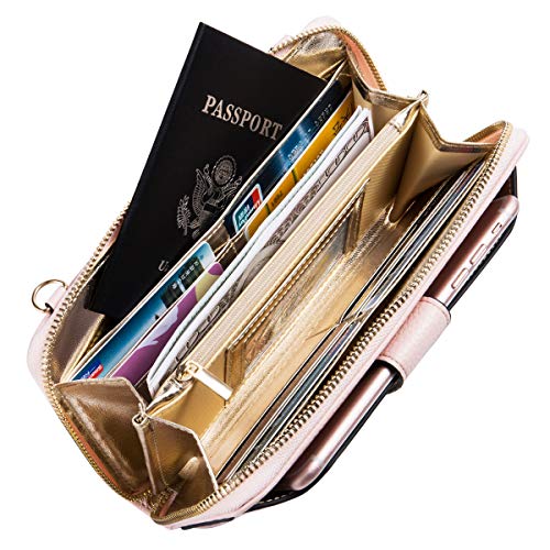 Heaye Wristlet Wallet Phone Bags for Women with Card Slots (Pink)