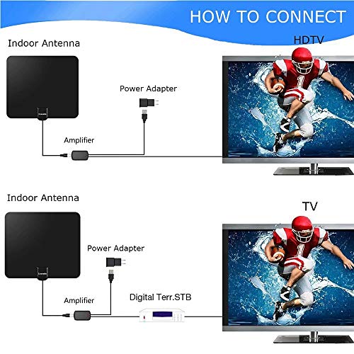 2019 Upgradedã€‘ HDTV Antenna Indoor Digital TV Antenna, 120 Miles Range HD Antenna with Amplifier Signal Booster and 13FT Coaxial Cable - Extremely High Reception